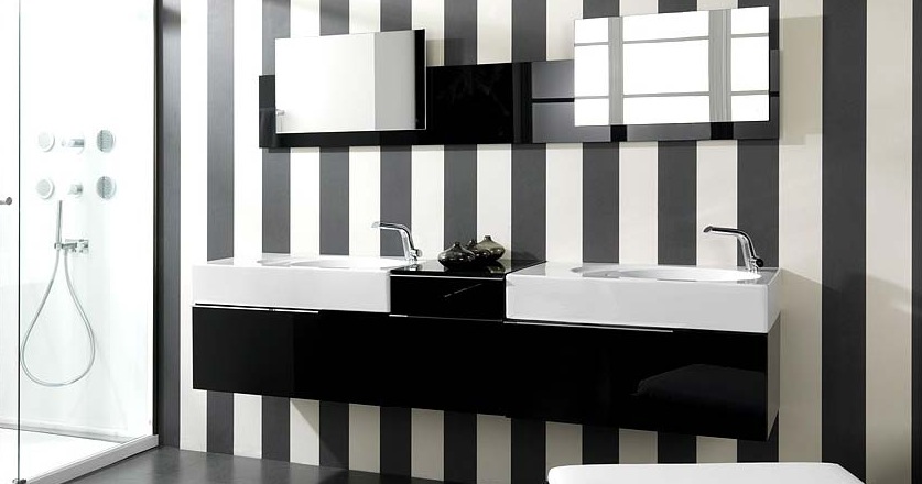 salle bain noire blanche